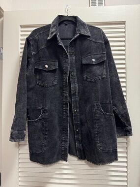 Black Corduroy Button-Up Jacket